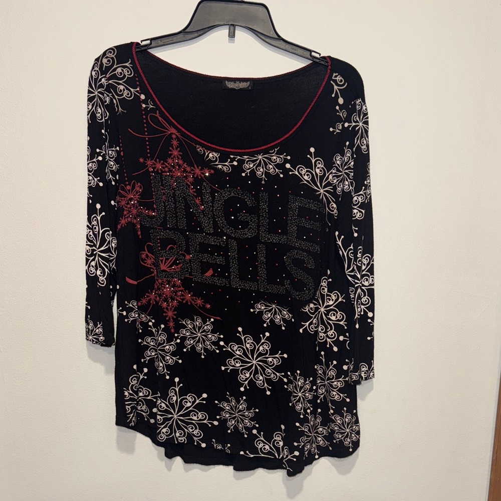 Vanilla Sugar L Black and White Jingle Bells Top